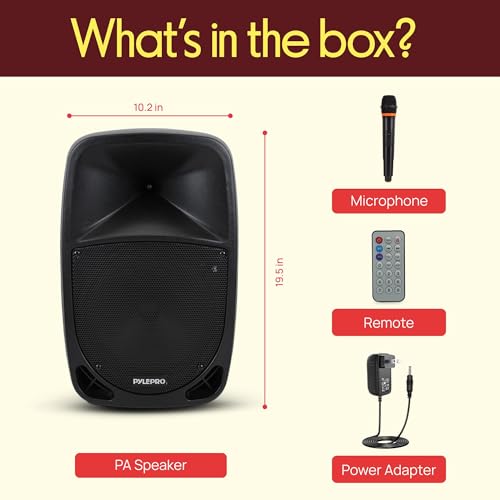 Pyle PSBT105A - 1000W Portable Bluetooth PA Speaker, 10'' Subwoofer, UHF Wireless Mic, MP3/USB/SD, Rechargeable Battery, LED Battery Indicator Lights, Black - size: 10 inch