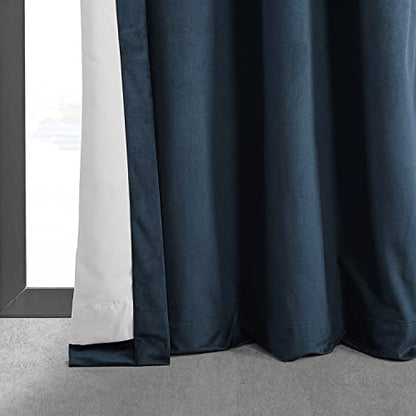 HPD Half Price Drapes Signature Grommet Blackout Velvet Curtains 108 Inches Long Heat & Full Light Blocking Blackout Curtains for Bedroom & Living Room (1 Panel), 50W x 108L, Midnight Blue - color: Midnight Blue, size: 50"W x 108"L (Pack of 1)