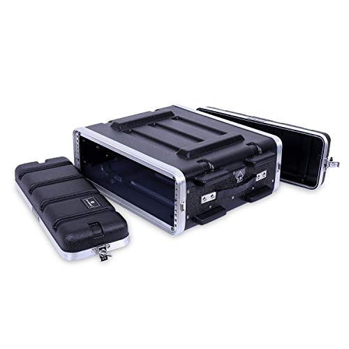 Crossrock Stackable 3U Rack Case, Standard 19.25” Depth, Polyethylene Hard-shell Construction with Heavy Duty Hardware-Black(CRA9603U) - color: No Wheels, size: 3U-Standard