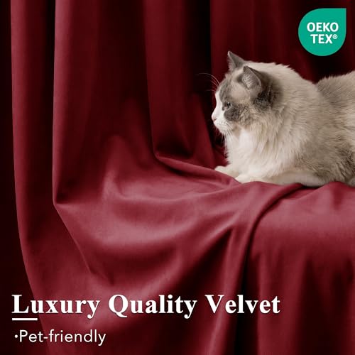 StangH Red Velvet Curtains Short Chrismas Bedroom Drapes, W52 x L72, 2 Pcs | 300GSM Soft Velvet Thick Texture, Window Treatment, Privacy, Theater, Noise Reduction, Kitchen, Living room, Panel Blinds - color: Red Series - Red, size: 52"W x 72"L (Pack of 2)