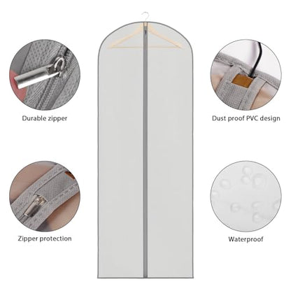 Zilink Dress Bags for Gowns Long Dress Cover Bag for Closet Storage 65 in - size: 65"-3pcs-Grey