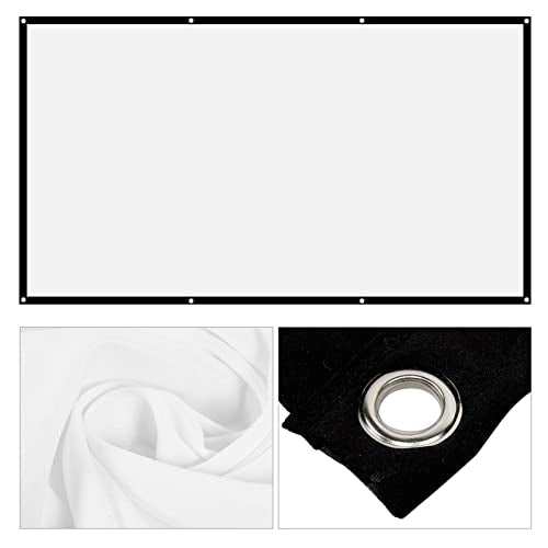 Leinwand Beamer Folie,Projector Screen 120 Inches 16:9 Thicken Portable Non Crease Soft White Polyester Projector Curtain Projection Screen(120 inches) - size: 120 inches