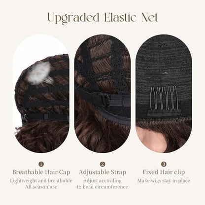 Onedor Long Hair Curly Wavy Full Head Halloween Wigs Cosplay Costume Party Hairpiece (6#-Chestnut Brown) - color: 6#-Chestnut Brown