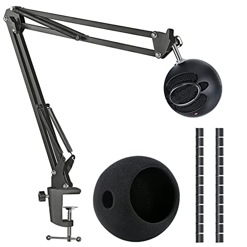 Snowball iCE Mic Boom Arm Stand with Pop Filter, Compatible with Blue Snowball Ice USB Microphone with Cable Sleeve by SUNMON - color: Mic Stand with Pop Filter and Cable Sleeve