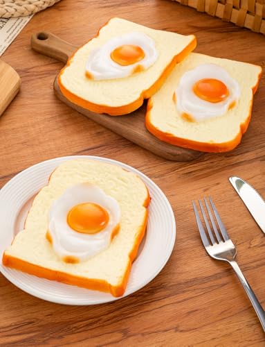 6 PCS Artificial Bread and Fried Egg Simulated Toast Faux Egg | Realistic Fake Prop Food Home Kitchen Party Decoration Display Photography Props