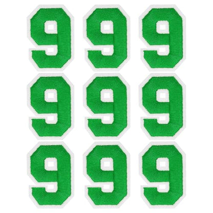 MECCANIXITY Iron on Number Patches 2" Number 9 Iron on Embroidered Patch Sew on Letter Stickers Applique for Repairing Clothing Jeans Shoes Hats DIY(Green, Pack of 9) - style: Number 9