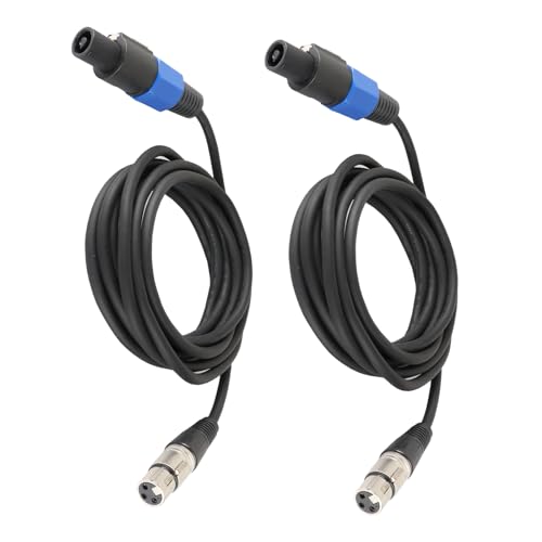 HBU 15 Feet Pack of 2 SpeakOn to XLR Cable - 2pcs Speak-On Male to 3 Pole XLR Female Extension Wire - 15ft. DJ PA Stage Audio Jack Microphone 3 Pin Connection Wiring with Twist Lock - size: 15ft. - 2 Packs