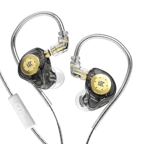 KZ EDX PRO in-Ear Headphone,Black with Mic | Headphones With Radio Built In,1DD Stereo Bass Earbuds Wired,3.5mm Plug & 2pin Detachable Cable,for Musician,Singer,Guitarist - color: Black, size: with Mic