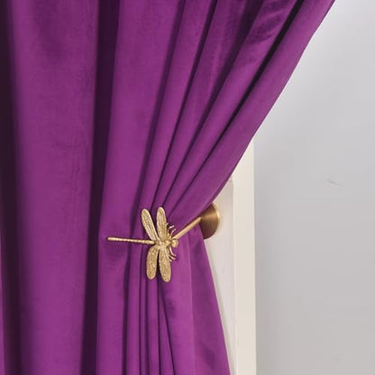 Purple Velvet Curtain Set- Curtains with Bows for Living Room/Bedroom W52 x L84-inch, 2 Panels - color: Purple, size: 52"W x 84"L (Pack of 2)