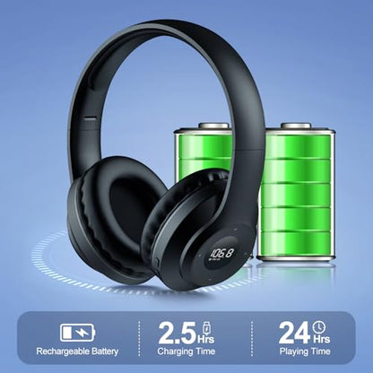 X5 Rechargeable Wireless FM Radio Headphones,Bluetooth Mowing Headset | Built in Mic, Excellent Reception, LED Display, Over Ear Soft Earmuffs, FM Receiver for Meeting, Works, Hiking, Jogging - color: X5-BT-Black