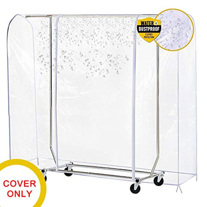 Ruibo Clear Garment Rack Cover Dustproof Clothes Rack Cover with 2 Durable Zipper/Clothing Waterproof Protector (L:71x20x60 inch) - size: L/71x20x60 inch