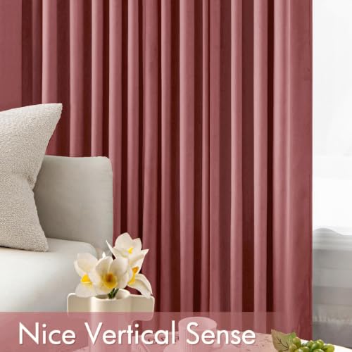 MIULEE Dusty Rose Velvet Curtains 63 Inch Long 2 Panels, W40 x L63 | Luxury Super Soft, Thermal Insulated, Room Darkening Drapes, Rod Pocket Design, Window Curtains for Bedroom Living Room - color: Dusty Rose, size: 40"W x 63"L (Pack of 2)