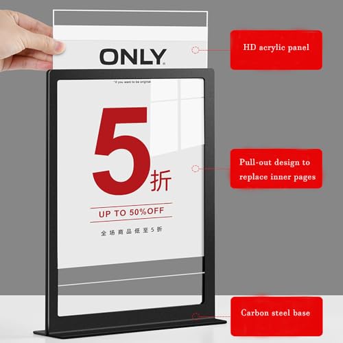 Carbon Steel Sign Holder (T Shape White A5 148×210mm/ 5.83×8.27 inches) - color: T Shape White A5 148×210mm/ 5.83×8.27 inches