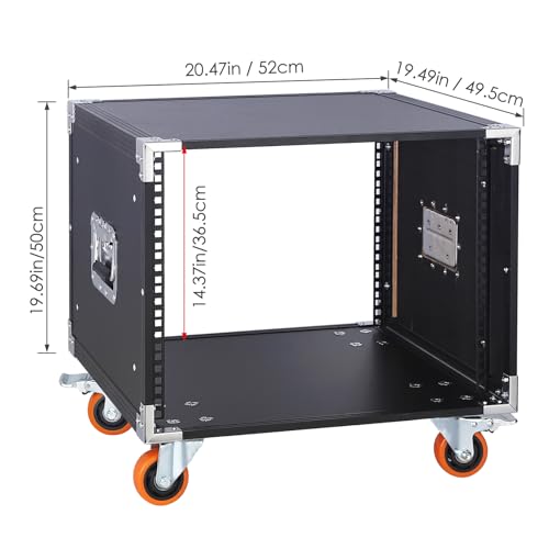 Movable AV Gear Rack 8U 19in Mobile Floor Standing Network Device Storage Cabinet Stand - Audio Stereo Studio DJ Equipment Rack Server IT Data Devices Storage Cabinet Enclosure with Castors - size: 8U