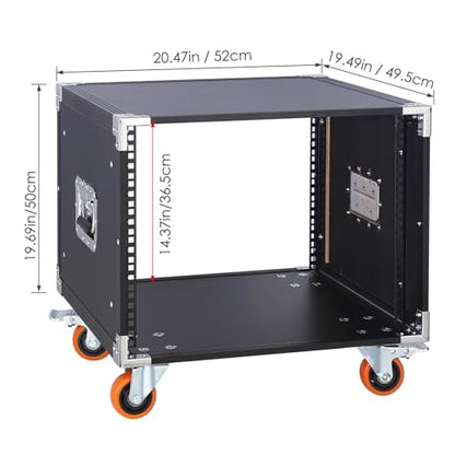 Movable AV Gear Rack 8U 19in Mobile Floor Standing Network Device Storage Cabinet Stand - Audio Stereo Studio DJ Equipment Rack Server IT Data Devices Storage Cabinet Enclosure with Castors - size: 8U