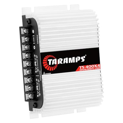 Taramps TS 400x4 400 watts RMS 4 Channels Full Range Car Audio Amplifier, 2 Bridged Channels, RCA Input Class D, Output Power, Multichannel Amplifier System, Small - TS400X4 | Bridgeable outputs, built-in HPF/LPF crossovers and RCA inputs provide flexible
