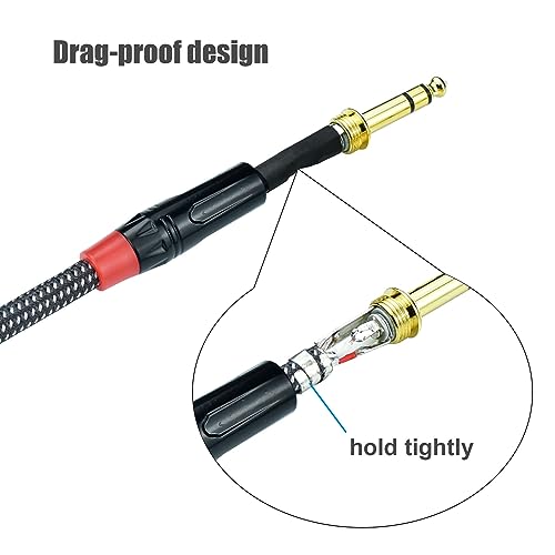 1/4 Inch TRS to TRS Balanced Patch Cable, 3.3feet 6.35mm Quarter Inch Stereo Audio Cable Cord for Speaker Studio Monitor, Gold Plated Connector, Nylon Braided Heavy Duty, 2Pack - size: 3.3 Feet, 2Pack