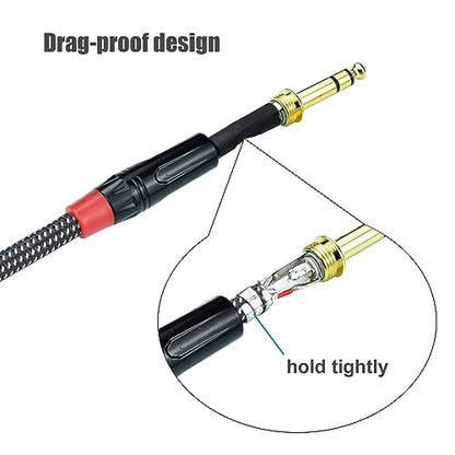 1/4 Inch TRS to TRS Balanced Patch Cable, 10feet 6.35mm Quarter Inch Stereo Audio Cable Cord for Speaker Studio Monitor, Gold Plated Connector, Nylon Braided Heavy Duty, 2Pack - size: 10 Feet, 2Pack