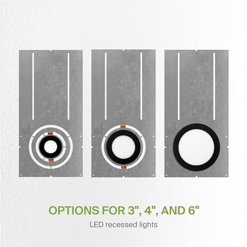 ASD 24 Pack 18 Inch New Construction Mounting Plate Round Hole - 3/4/6 Inch Flat Galvanized Steel Wafer Light Rough In Plate, Universal Light Fixture Mounting Bracket for LED Recessed Lighting - color: Asymmetric Long 3-4-6", size: 24 Pack