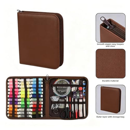 Obear Sewing Kit for Adults: 170 Pcs Sewing Supplies for Hand Mending Clothes, Emergency Repair for Home Travel Dorm, Brown (Gift for Mom, Grandma, Students) - style: 170 Pcs Hand Sewing Kit