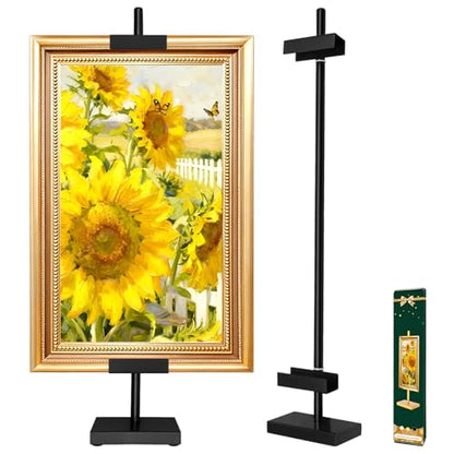 1 Pack Adjustable Tabletop Easel Stand for Picture Frames, Metal Picture Stands for Display, Picture Frame Stand for Art Photo Signs, Table Picture Frame Holder Stand（29.5 Inch Black） - color: Black