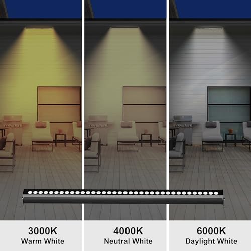 40″ LED Wall Washer Light Bar, 4000K Neutral White 36W Outdoor Light, IP65 120V AC Plug-in LED Flood Bar with 360° Adjustable Mount Brackets for Wall Wash Lighting, Landscape Uplighting - color: 4000K Neutral White