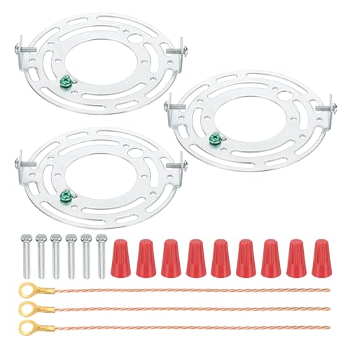 PATIKIL 105mm (4.1") Universal Light Fixture Mounting Bracket Kit, 3 Set Light Crossbar Round Ceiling Plate with Bare Copper Ground Wire for Wall Light Ceiling Lighting Pendant Chandelier - size: 105mm (4.1")