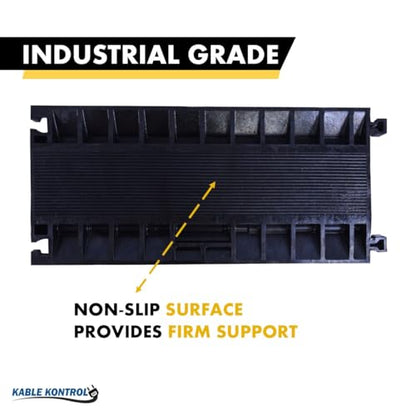 Kable Kontrol Atlas Cable Protector Wire Ramp - 3 Channel - 1 Pc - 35” Long Black & Yellow - 24000 Lbs Load Capacity - Rubber Speed Bump Wire Protector Cord Cover - CP9973 - size: 3 Channel - 1 Unit