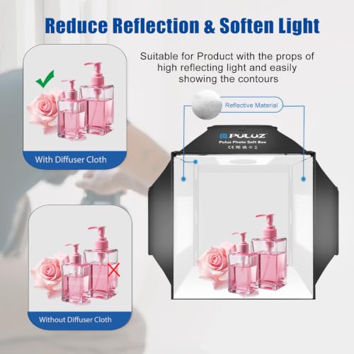 PULUZ Upgraded 16"x16" Photo Studio Light Box & Soft Box | 480 LED Beads, CRI 95+, 4 Color PVC Backdrops, Anti-Reflection, Professional Shooting Tent for Jewelry & Product Photography - size: Upgrade 16 Inch