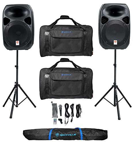 Rockville RPG122K Dual 12" DJ PA Speakers Bundle with 2 TB12 v2 Carry Bags