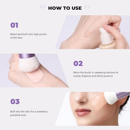 Jessup Large Foundation Brush, Dense Ultra-Soft Kabuki Makeup Brush AS004 | Cruelty-free, High-Density Synthetic Fibers, Liquid, Cream & Powder, Blush & Contour, Seamless Blending, Even Natural Finish - color: AC-Purple