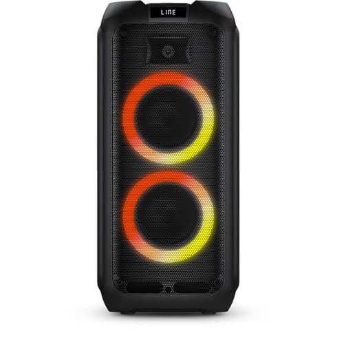 PHILIPS Bluetooth Party Speaker, 120W Powerful Sound with Dynamic Bass Boost, 10 RGB Light Modes, Karaoke Mic & Guitar Inputs, FM Radio, USB/TF/AUX Playback, Portable Handle, Remote Control (Corded) - style: Corded