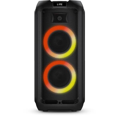 PHILIPS Bluetooth Party Speaker, 120W Powerful Sound with Dynamic Bass Boost, 10 RGB Light Modes, Karaoke Mic & Guitar Inputs, FM Radio, USB/TF/AUX Playback, Portable Handle, Remote Control (Corded) - style: Corded