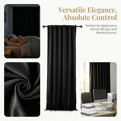 Black Velvet Curtains, Suitable for Bedroom Windows, Ultra Soft Curtains, Living Room Blackout Rod Pocket Curtains, Width 52 Inche x Length 84 Inches, 2-Panel Set (Black, 52" W x 84" L (Pack of 2)) - color: Black, size: 52"W x 84"L (Pack of 2)