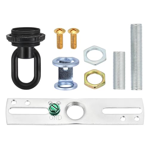 PATIKIL 4" Universal Light Fixture Cross Bar Kit, 1/4 IP Center Ceiling Light Plate Mounting Bracket Canopy Hardware Repair Set with Screw Loop, Black - color: Black
