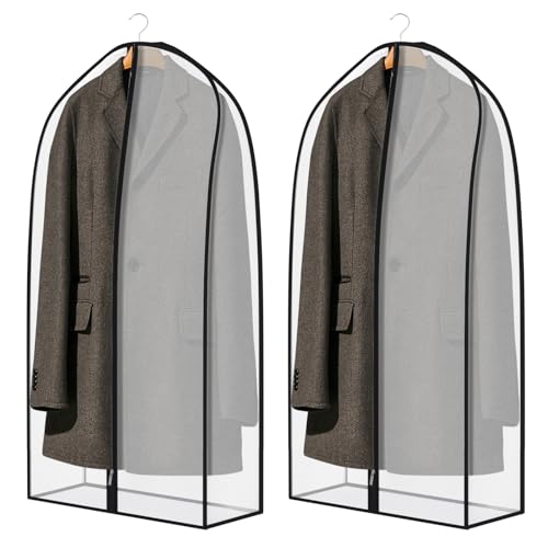 Zilink Suit Bags for Closet Storage Dust Covers for Hanging Clothes 43 in | 7 in Gussted, Wrinkle Free, Breathable, Garment Bags for Hanging Clothes for Silky Suit, Leather Clothing, Fur Coat, Dress - size: 43"-2pcs