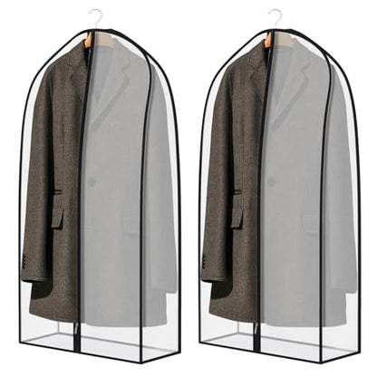 Zilink Suit Bags for Closet Storage Dust Covers for Hanging Clothes 43 in | 7 in Gussted, Wrinkle Free, Breathable, Garment Bags for Hanging Clothes for Silky Suit, Leather Clothing, Fur Coat, Dress - size: 43"-2pcs