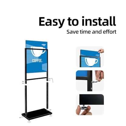 22x28 Inch Floor Stand Sign Holder, Heavy Duty Pedestal Poster Stand Double Sided Display for Business, Retail & Real Estate