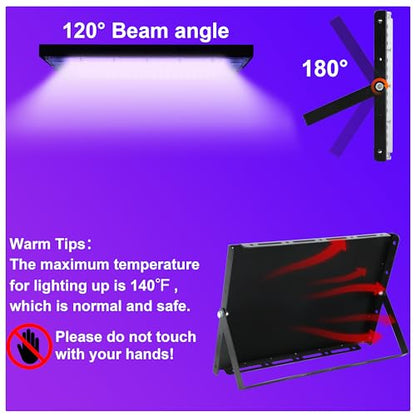 4 Pack 300W Blacklight 336 LEDs, UV Lamp Black Lights for Glow Party, 395nm, IP65 Outdoor Black Light Fixture for Halloween, Glow in The Dark Party, Fluorescent Poster Tapestry, Body Painting