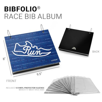 Gone For a Run BibFOLIO Race Bib Album - The Journey - 9.5x8 | Wood Cover, Twist Cable Rings, Race Bib Holder, Holds Up to 100 Bibs, Includes 12 Vinyl Sleeves, Marathon Runner Gift - color: The Journey