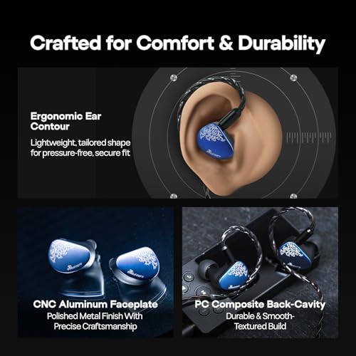 Linsoul Kiwi Ears Cadenza II 10mm Titanium Driver in Ear Monitor IEMs - color: Blue