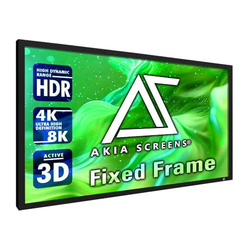 Akia Screens Fixed Frame Projector Screen 120-Inch, 16:9, Wall Mount, CINEWHITE UHD-B, 4K/8K Ready, Indoor Home Theater, AK-FF120WH2 - size: 120-inch / 16:9