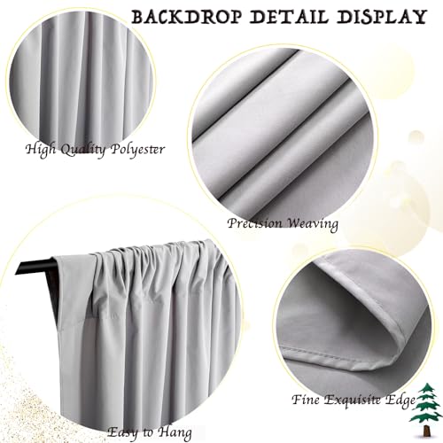 Gray Curtain Backdrop Panel Wall Wedding Background Patio Birthday - color: Gray, size: 2Pcs 5Ftx8Ft