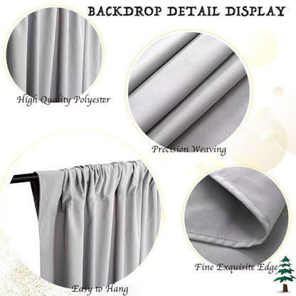 Gray Curtain Backdrop Panel Wall Wedding Background Patio Birthday - color: Gray, size: 2Pcs 5Ftx8Ft