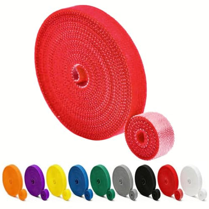 Hook and Loop Tape - 32ft x 1" Self Adhesive Strips Roll, Strong Sticky Double Sided Adhesive Tape for Cable Management, Wire Ties, Garden Plants, Reusable Fastening Ties (Red) - color: Red, size: 1IN/32FT