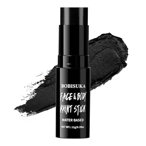 BOBISUKA Black Face & Body Paint Stick Washable Water-Based Face Paint Makeup Stick for Halloween Skeleton, Skull, Clown, Joker, Cosplay, SFX, Sports Eye Black & Costume Party - color: Black