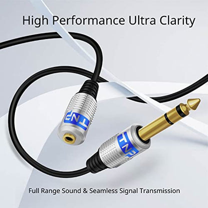 TNP 6.35mm Male to 3.5mm Female Stereo TRS Headphone Adapter Cable, 6FT | Long Headphone Extension Cord with Gold-Plated Metal Connectors for Amps, Mixers, Pianos, Speakers, and Home Audio - size: 6FT