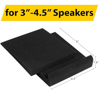 Sound Addicted - Studio Monitor Isolation Pads for 3-4.5 inches Small Speakers, Pair of 2 High Density Dampening Acoustic Stands Foam which Fits Most Bookshelf’s and Desktops | SMPad 4 - size: for 3''-4.5'' Speakers