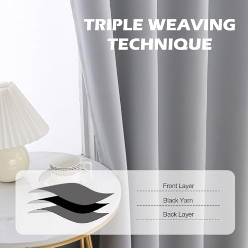Thermal Insulated Blackout Curtains, 96 Inches Long, 2 Panels | Back Tab and Rod Pocket, Sound Proof, Pinch Pleated, With Hook for Track System - color: Grey, size: 52"W x 96"L (Pack of 2)
