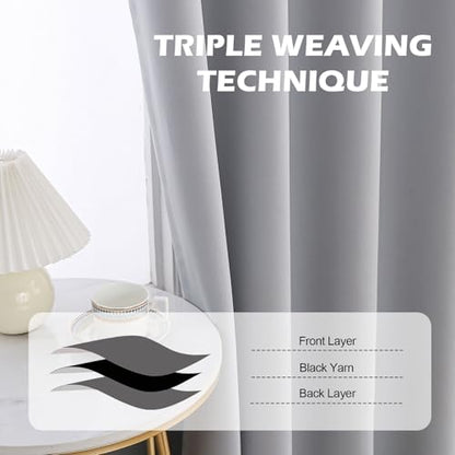 Thermal Insulated Blackout Curtains, 96 Inches Long, 2 Panels | Back Tab and Rod Pocket, Sound Proof, Pinch Pleated, With Hook for Track System - color: Grey, size: 52"W x 96"L (Pack of 2)